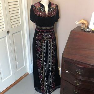 Johnny Was JWLA Long  Black Velvet Dress